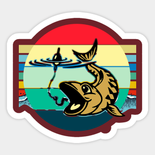 Fish grabbing a fishing lure Sticker